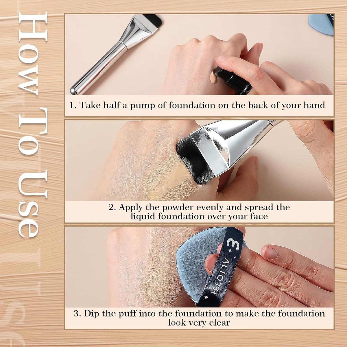 BH STUDIO PRO Flat Head Foundation Brush, Flat Foundation Brush for Liquid, Cream Foundation Concealer Makeup Brushes Cosmetics, 1 - Pcs - Image 6