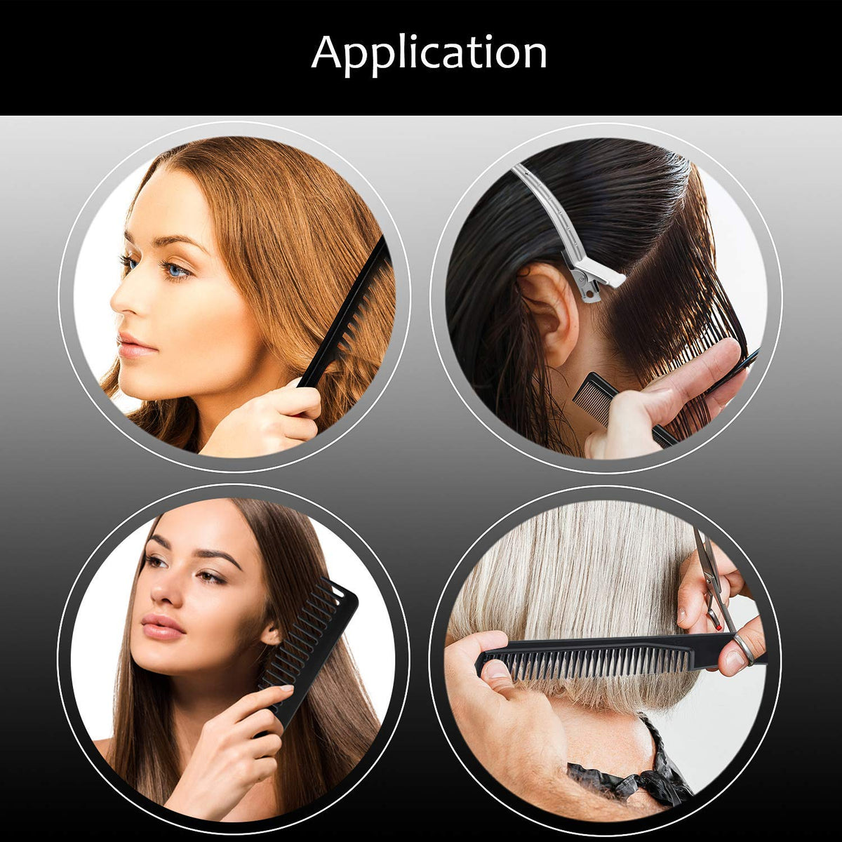 Professional 10 Pcs Hair Stylists Pro Styling Comb Set, With 12 Pack Salon Hair Styling Steel Silver Section Clips Duck Bill Clips, Hair Combs Styling Comb set, Hair Styling Comb with Silver Metal Clip for Women Men - Image 2