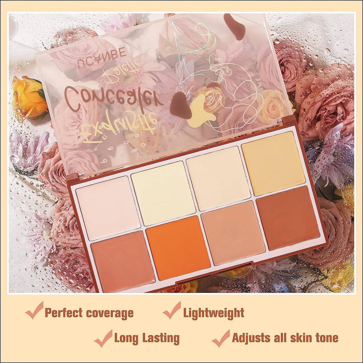 UCANBE Face Concealer Contour Cream Makeup Palette 24.8g - 8 Colors Exquisite Facial Camouflage Contouring Corrector Pallet Full Coverage Make Up Kit (03) - Image 4