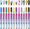 NAILWIND 12 Colors Nail Art Pens, 3D Painted Drawing Nail Graffiti Pen, Liner Nail Point Quick Dry & Waterproof Nail Art DIY Painting Pen, Doting Flower Letter Abstract Lines Details Pen Nail Art Kit