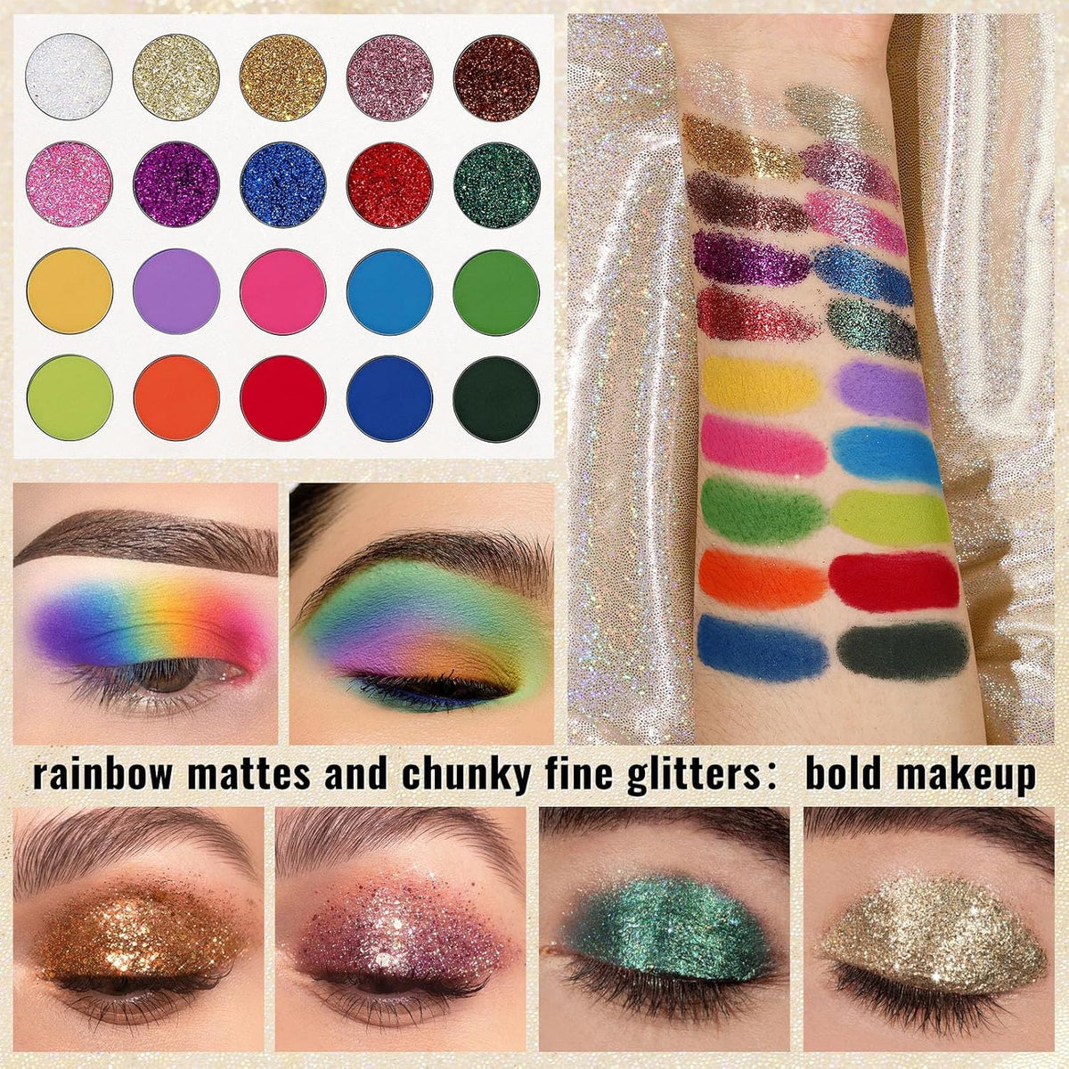 COSLUXE UCANBE Pretty 3 Eyeshadow Palette, All Set 86 Colors Makeup Kit Matte Shimmer Eye Shadow Highlighters Contour Blush Powder All In One Makeup Palette 81.4G - Image 4