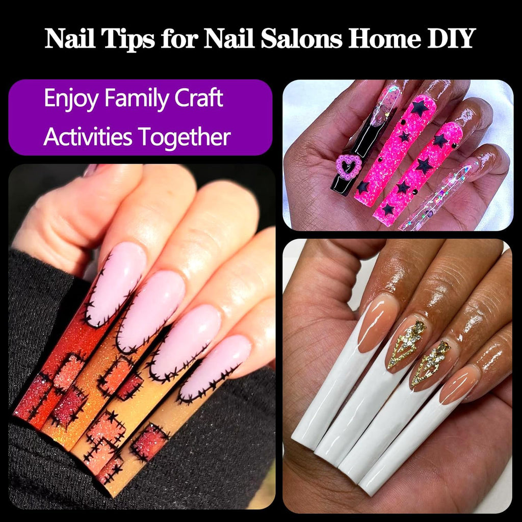 NAILWIND 3XL Square Nail Tips, 240PCS Clear Full Cover Artificial False Nails Tips, Extra Long Square No 3 C Curve Acrylic Nail Tips, XXXL Tapered Squares Fake Nails for Salons Home DIY Nail Art 12 Sizes - Image 7