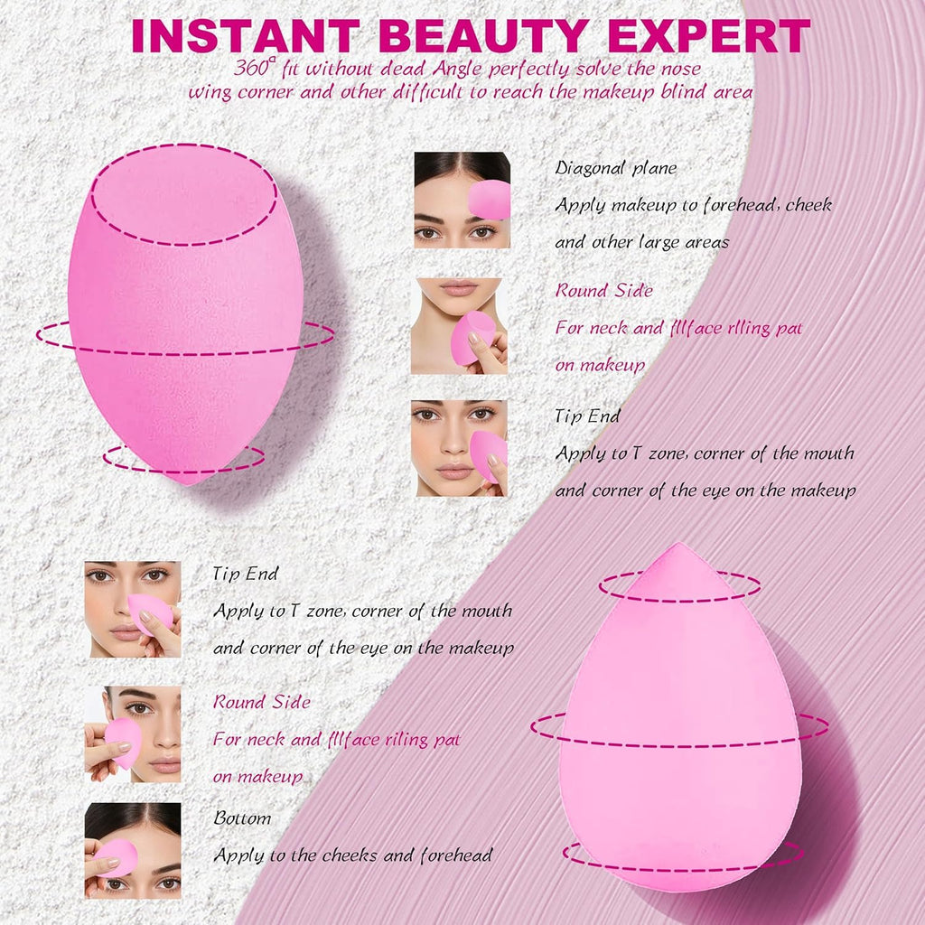 COSLUXE 12 Pcs Makeup Sponge Set, 3 Beauty Blender Sponge, 3 Mini Makeup Sponge & 3 Triangle Puff Set, 3 Finger Puff Mini Makeup Sponges for Foundation, Liquid, Cream, Powder, Beauty Gift Set - Image 5