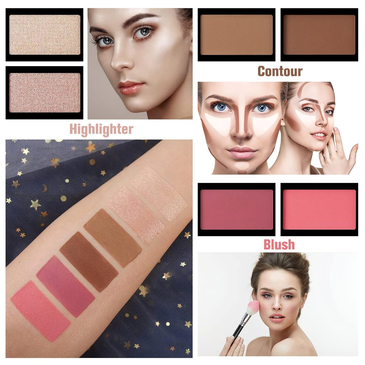 COSLUXE UCANBE Pretty 2 Eyeshadow Palette, All In One Set 86 Colors Makeup Kit Matte Shimmer Eye Shadow Highlighters Contour Blush Powder All In One Makeup Palette 81.4g - Image 4