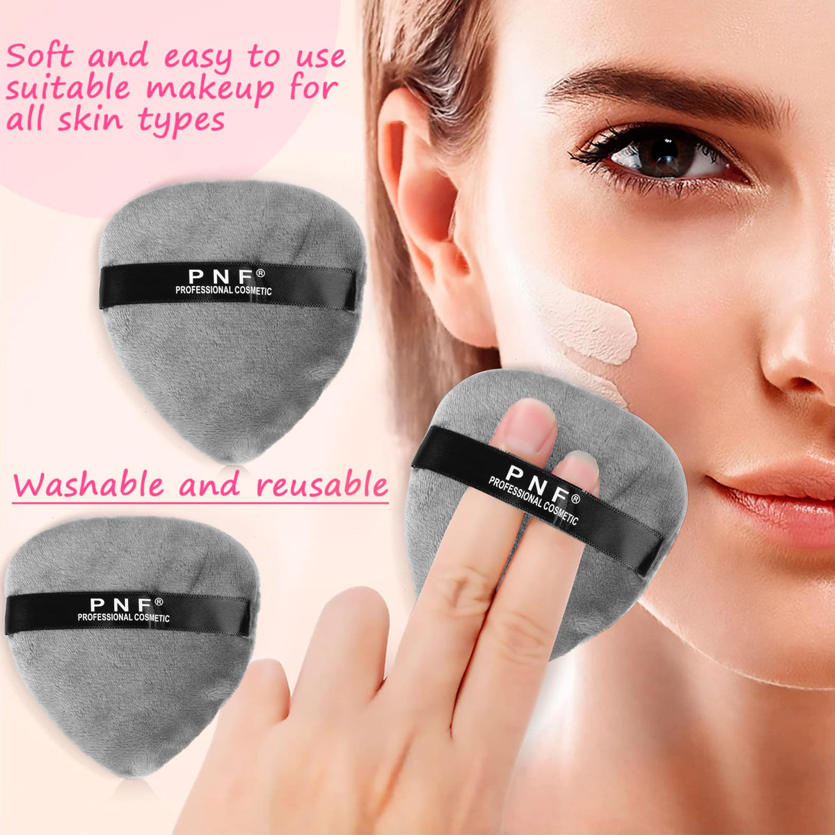 PNF PROFESSIONAL Makeup Blendiful Puff, 1 Pcs Heart Shape Makeup Puff With Strap, Cotton Large Face Powder Puff, Makeup Tool, Beauty Sponges Blender Puff - Multi-colored - Image 4