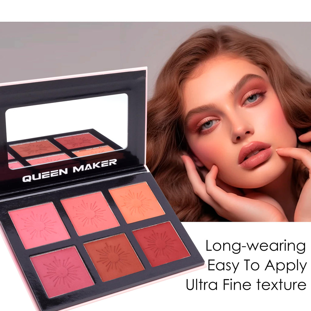PNF PROFESSIONAL Queen Maker Blush Palette, 6 Matte Shades, Long-Lasting Pigment, Blusher Palette For Face Makeup 42.8g - Image 4