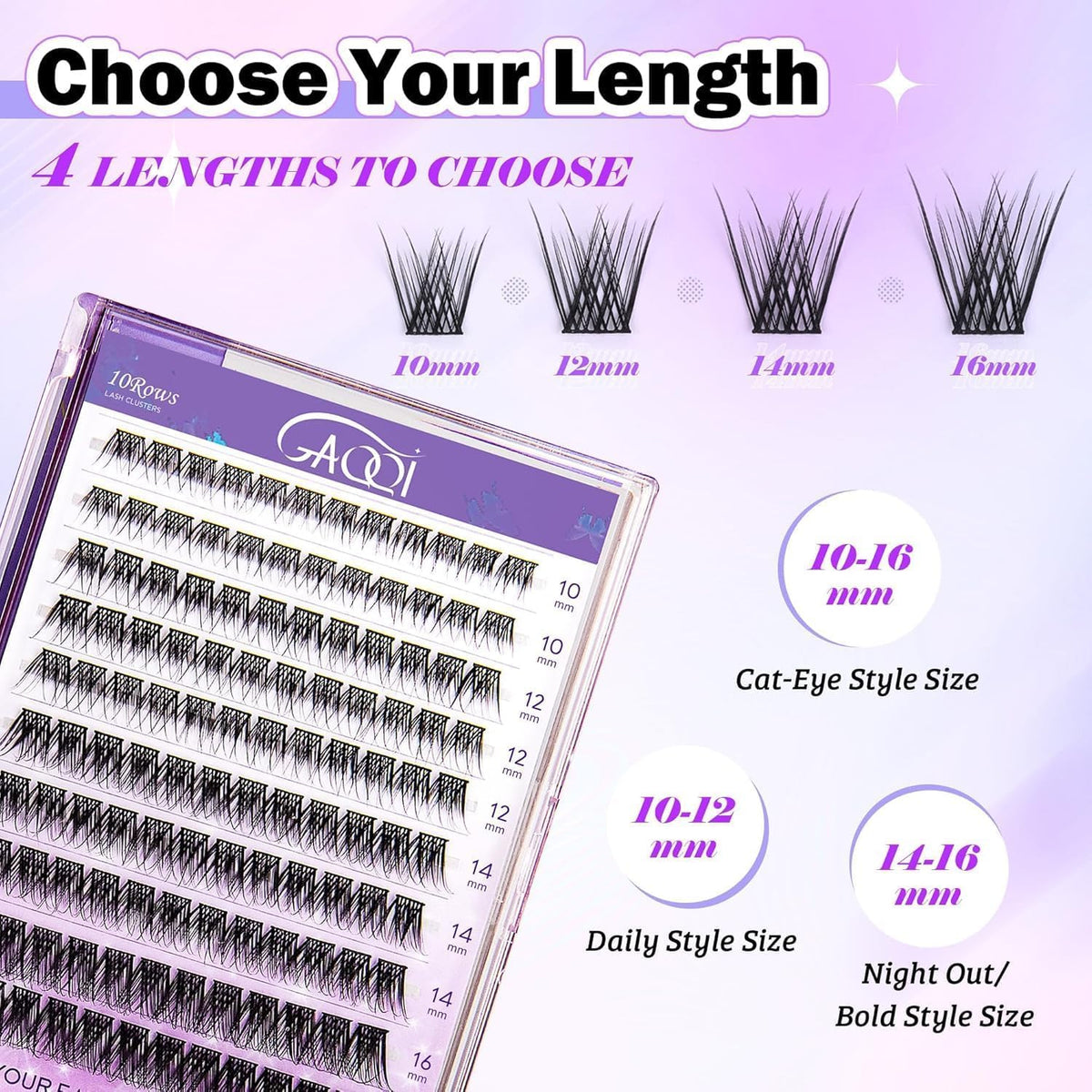 COSLUXE Lash Clusters, Eyelash Extensions, 200 PCS C Curl Lash Clusters 10-14mm, Mixed Curl Individual Eyelashes Cluster, Wispy Eyelash Extension, Thin Band & Soft, Natural Looking Cluster Lashes No-41, - Image 2