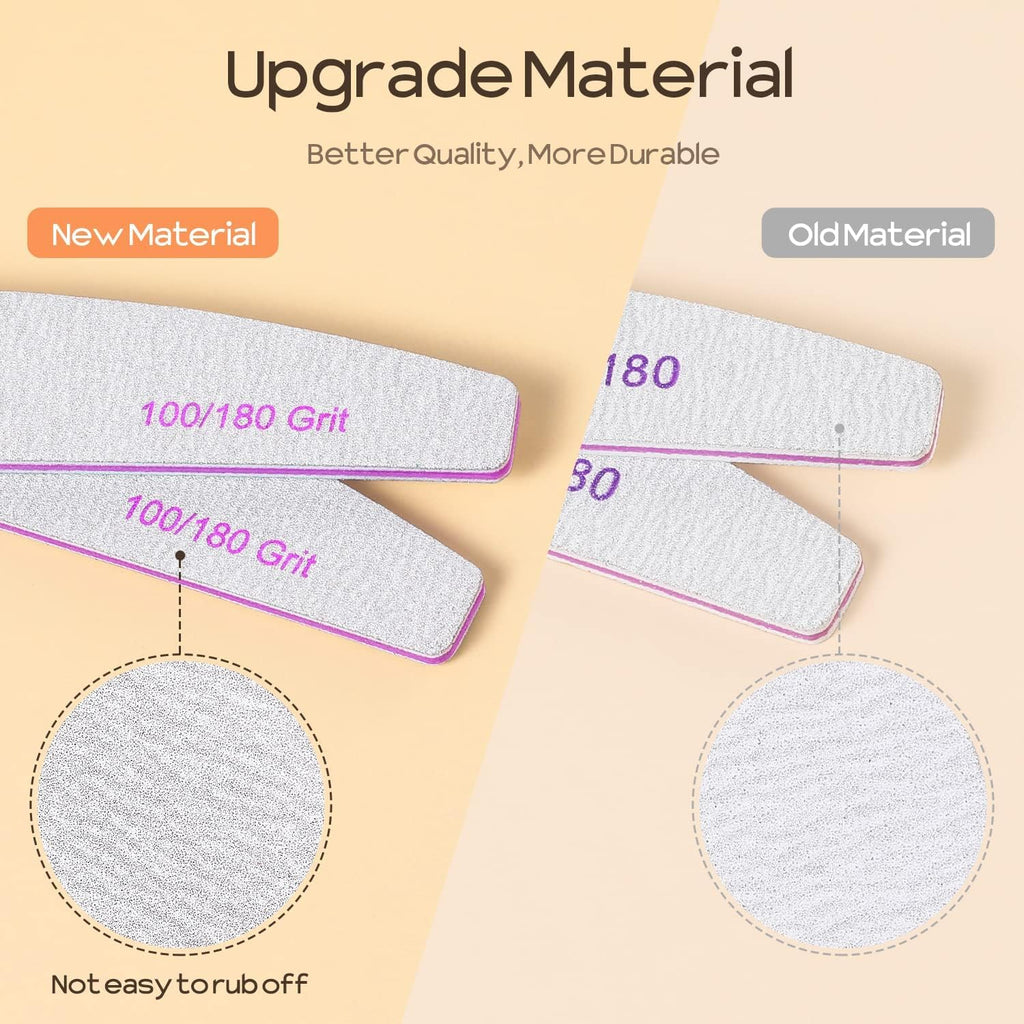 NAILWIND Nail Files & Buffers, Reusable 100/180 Grit Double Sides Washable Nail File Manicure Tools for Poly Nail Extension Gel and Acrylic Nails Tools for Home (100/180 Grit Double, 6 - PCS) - Image 5