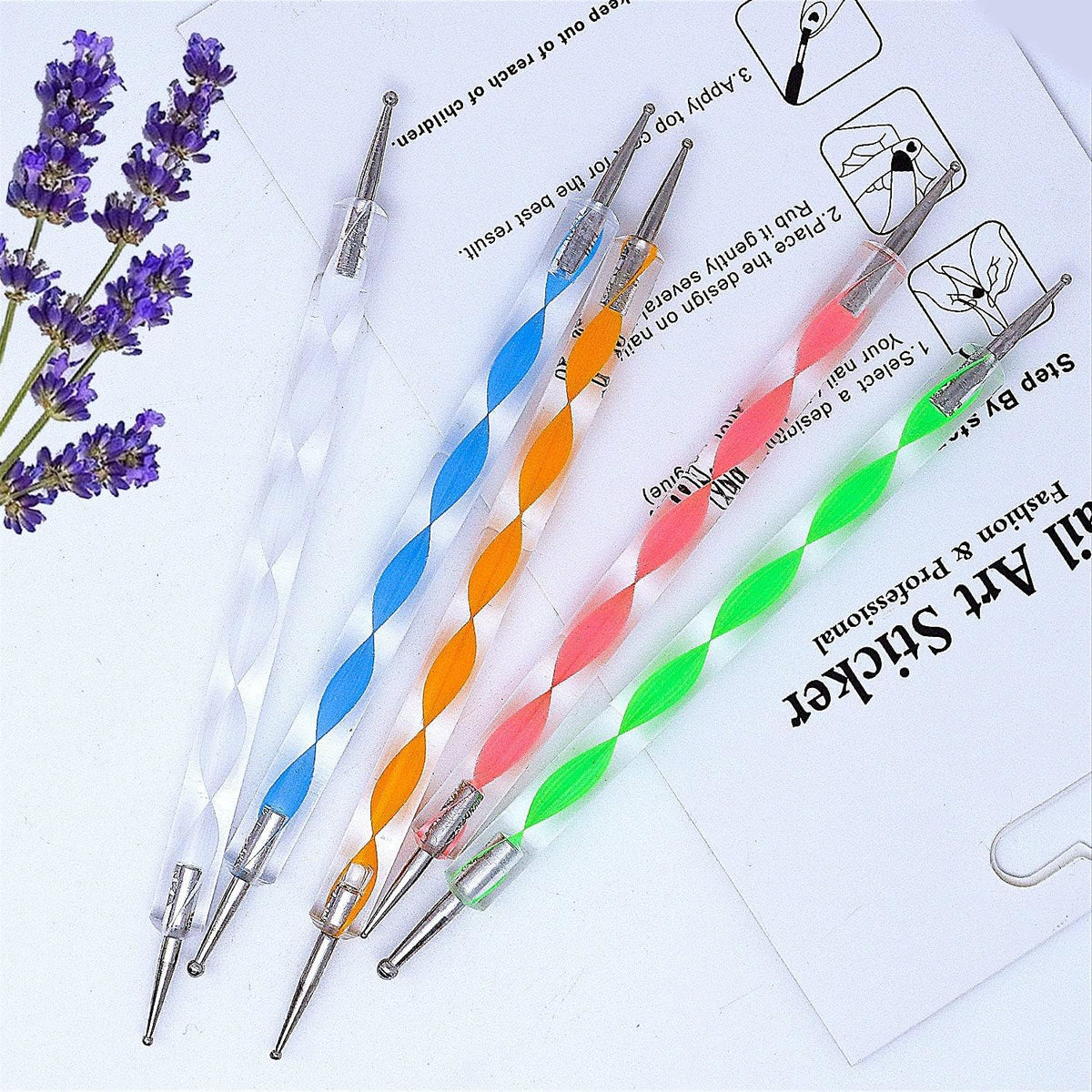 MY COLOR 20 pcs Nail Art Brushes, Nail Art Design Painting and Drawing UV Polish Brush Tool Kit, 15 pcs Nail Art Brushes Kit with 5 pcs Nail Dotting Pens, Multicolored - Image 2