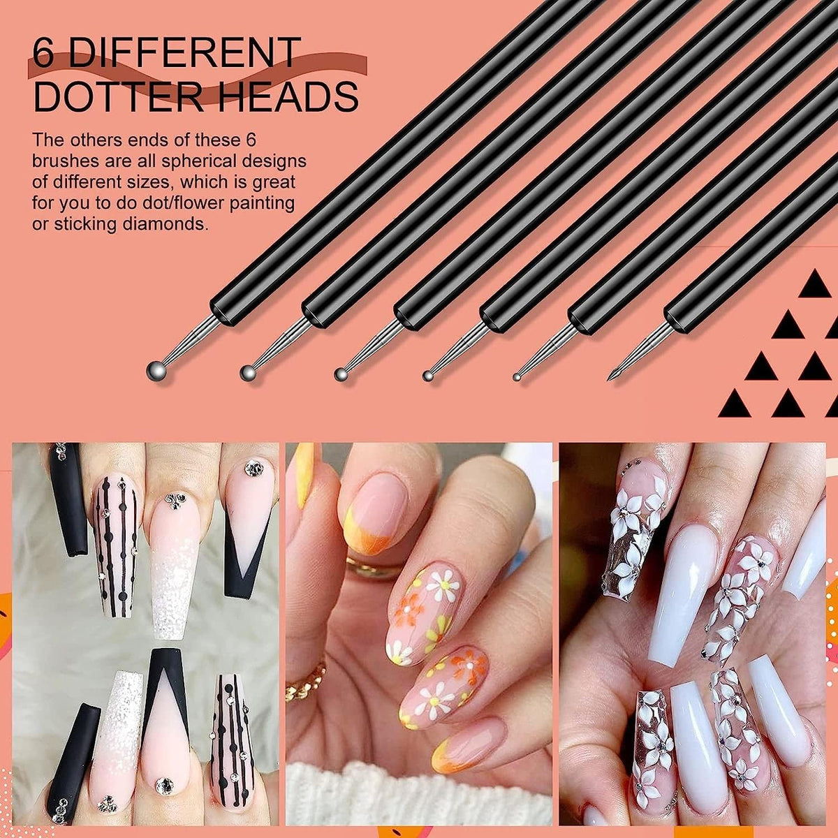 NAILWIND Nail Art Brush Set - 6pcs Double-End Nail Art Brushes Kit Professional Manicure Tools Kit with Painting Dotting Line Pen for Gel Polish Nail Designs Nail Carving French Nails - Image 7