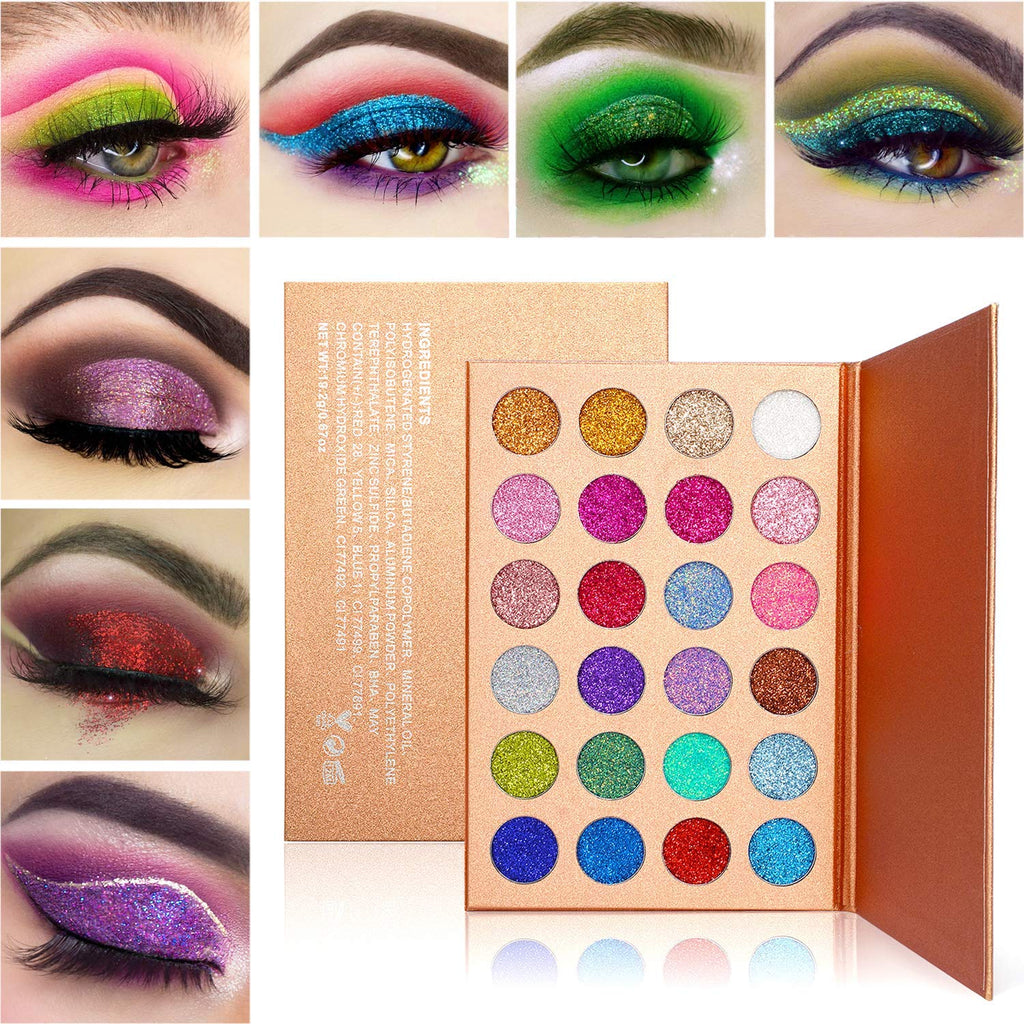 COSLUXE #DELANCI Pressed Chunky Glitter Eyeshadow Palette - 24 Pressed glitter Makeup Metallic Glitter Highly Pigmented Ultra Shimmer Makeup Pallet Eye Shadows Flash Color Cosmetic Set - Image 3