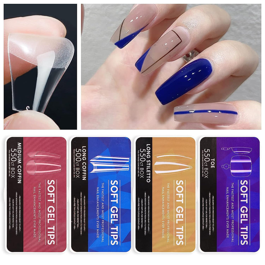 NAILWIND Nail Tips,soft Gel Full Cover Nails, Clear Acrylic Nail Tips Artificial False Nails with Box Fake Nail Extension for Nails Salons DIY (M - Coffin full, 550 pcs) - Image 9
