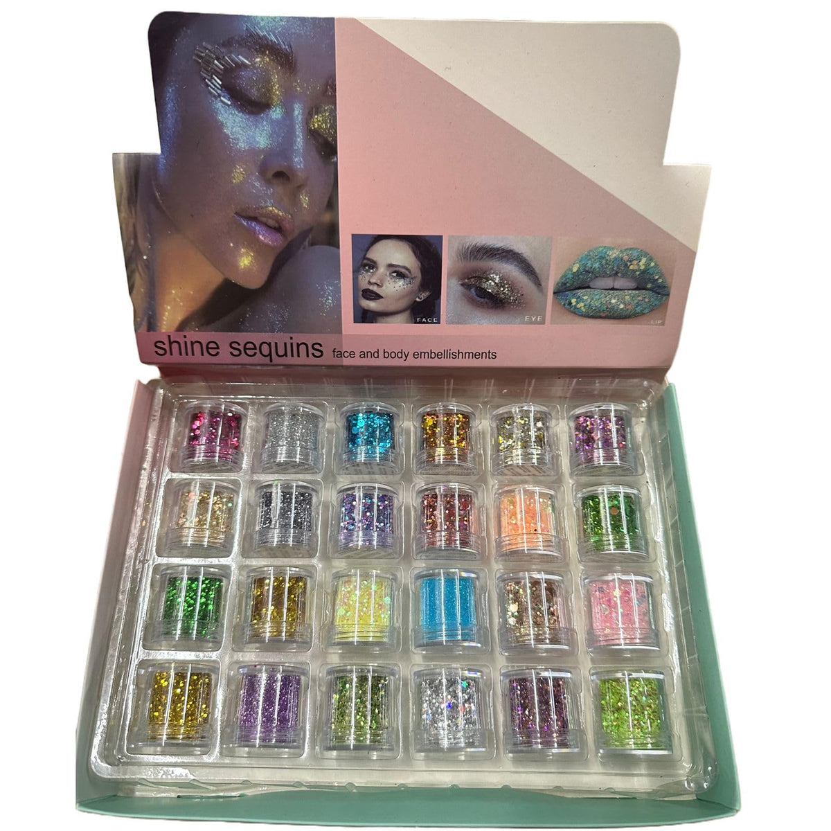 NAILWIND 24 Colors Nail Art Pigment Glitter for Nails, Sequins & Fine Glitter Powder Mix, Holographic Flakes, Cosmetic for Eyeshadow Makeup Rave Festival Parties Face Painting Nail Art - Image 2