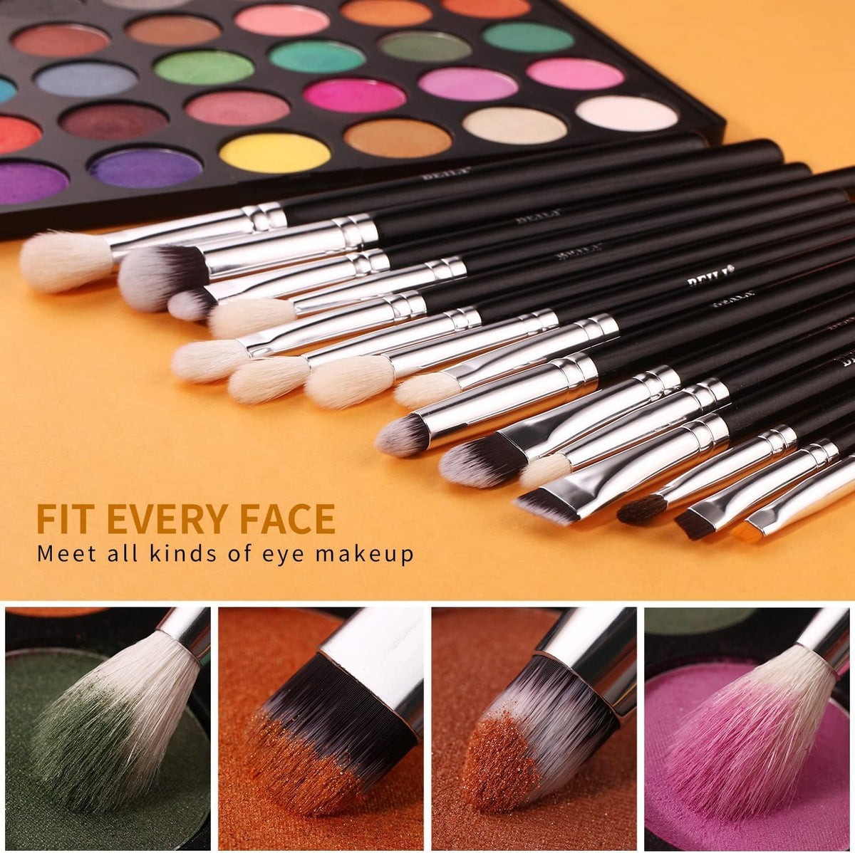 BEILI Professional Makeup Brush Set,Natural Goat Hair Premium Synthetic Kabuki Foundation Face Powder Highlighter Blush Concealer Eye Shadow Blending Eyeliner Make Up Brush (E15, 15 PCS SET) - Image 5