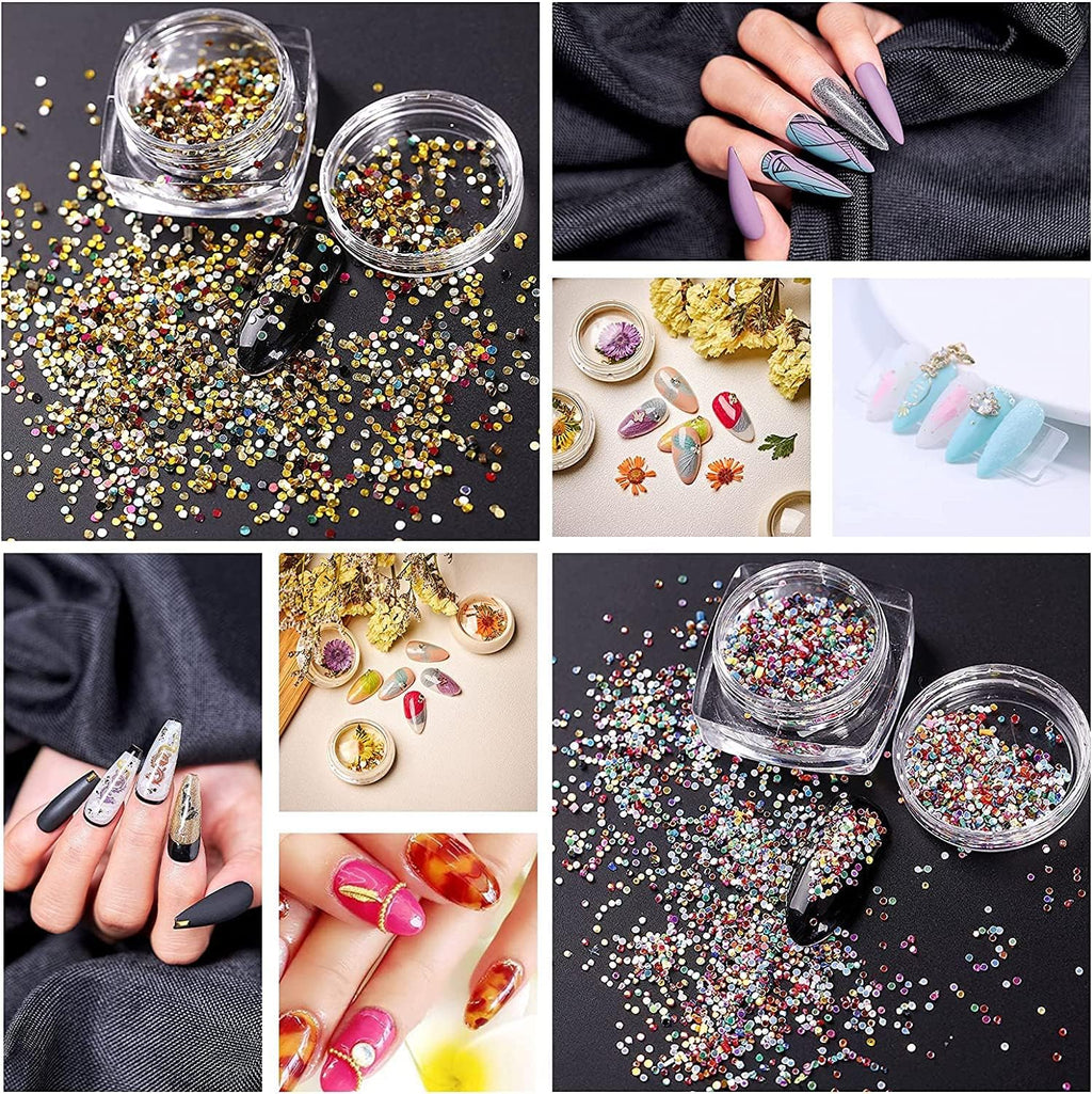 NAILWIND Metal Nail Art Beads, 3D Nail Design Decoration Mini Stainless Steel Balls,Nails Accessories,Rhinestones Mixed, for Nail Art (Silver) - Image 3