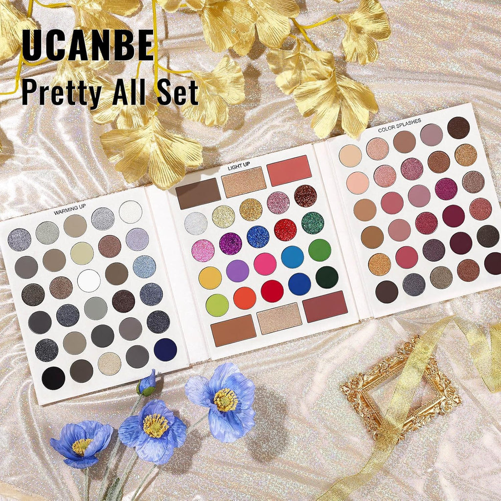 COSLUXE UCANBE Pretty 3 Eyeshadow Palette, All Set 86 Colors Makeup Kit Matte Shimmer Eye Shadow Highlighters Contour Blush Powder All In One Makeup Palette 81.4G - Image 6