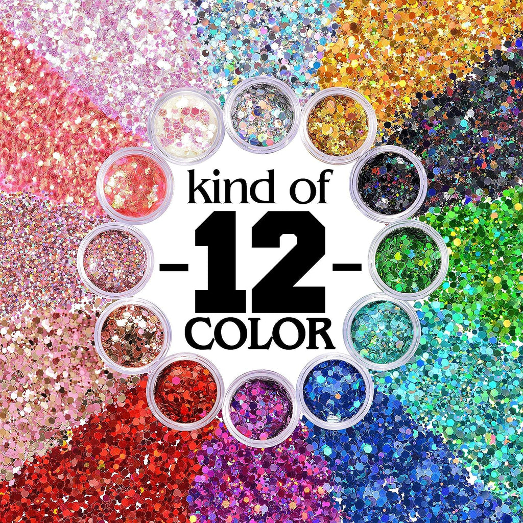 NAILWIND 24 Colors Nail Art Pigment Glitter for Nails, Sequins & Fine Glitter Powder Mix, Holographic Flakes, Cosmetic for Eyeshadow Makeup Rave Festival Parties Face Painting Nail Art - Image 7