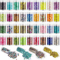 NAILWIND 24 Colors Nail Art Pigment Glitter for Nails, Sequins & Fine Glitter Powder Mix, Holographic Flakes, Cosmetic for Eyeshadow Makeup Rave Festival Parties Face Painting Nail Art