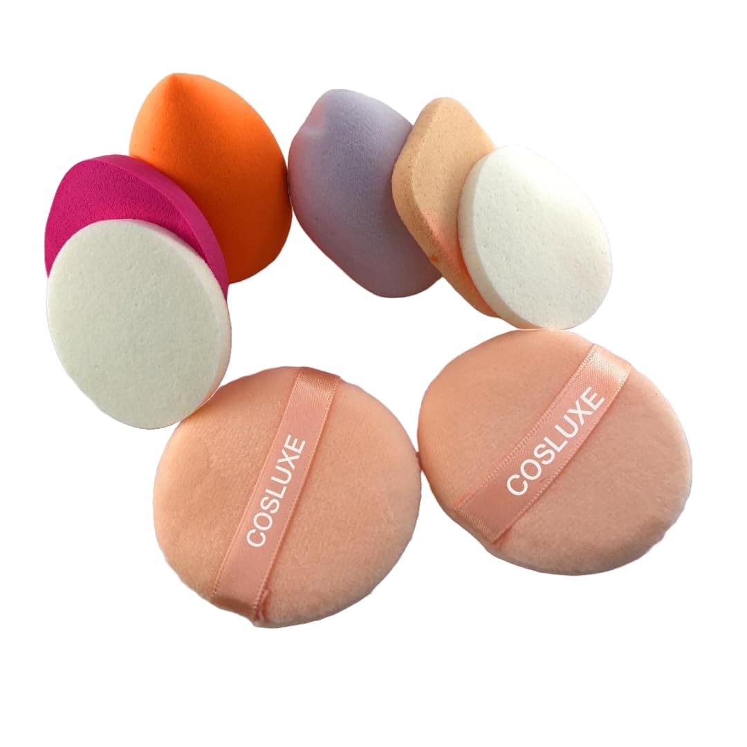 Cosluxe Professional 8 in 1 Makeup Sponge Multicolour,Cotton Pad Applicator Foundation Makeup Blender Powder Buff Sponge Cosmetic Puff Women's & Girls Cosmetic Makeup Beauty Pack of 2