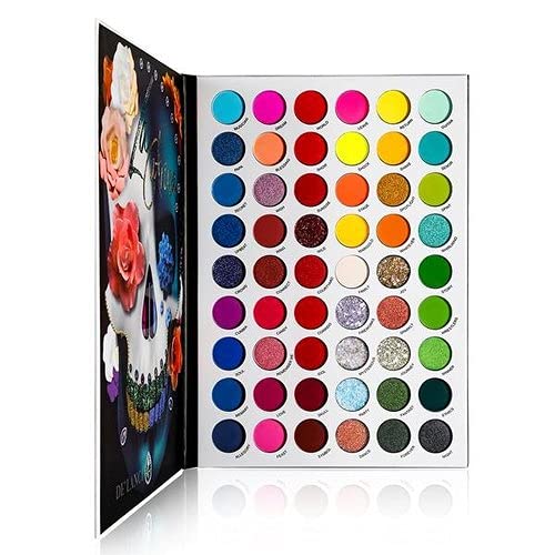 DELANCI Original Big Colorful Eyeshadow Palette Professional 54 Color Board Eye Shadow Bright Neon Glitter Matte Shimmer Makeup Pallet Highly Pigmented Powder Eye Shadow