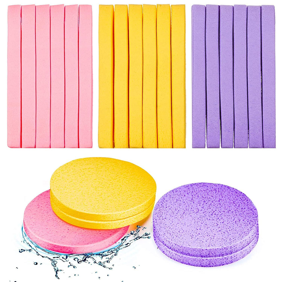 Cosluxe 12 Pcs Compressed Facial Sponge Face Cleansing Sponge Makeup Removal Sponge Pad Exfoliating Wash Round Face Sponge Multicolor for Women Girls