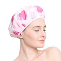 COSLUXE Shower Cap, 1 pcs Waterproof Elastic Reusable Bathing Hair Cap, Beauty Salon Spa Shower Caps Lace Elastic Band Flower Printed Hat Environmental Protection Hair Bath Caps