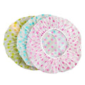 Cosluxe Shower Caps, 3 Pcs Waterproof Bath Caps Plastic Reusable Shower Caps Elastic Band Bath Hair Hat for Women Men Kids