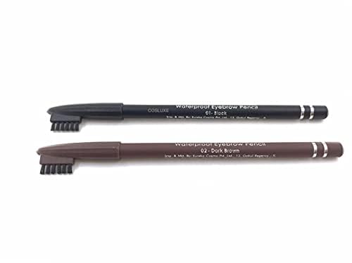 COSLUXE Eyebrow Pencil, Long Lasting WaterProof Eyebrow Pencil with Brush Dark Brown