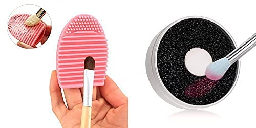 COSLUXE Makeup Brush Cleaning Tool - Make up Brush Quick Cleaner Sponge box 1, Makeup Brush Cleaner Silicone 1 - Removes Shadow Color from Your Brush