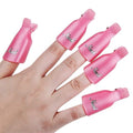 Cosluxe 10Pcs Professional Plastic Acrylic Nail Art Polish Remover Clips UV Gel Wrap Cleaner Soak Off Cap Clip pink