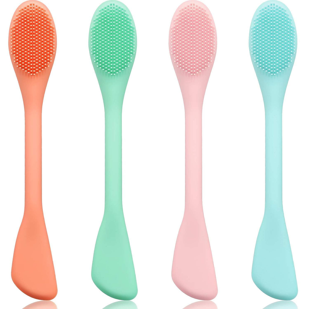 Cosluxe Silicone Face Mask Brush Double-head, Soft Face Mask & Facial Cleansing Brush,Facials, Mud,Clay Mask's,DIY,Modeling Masks,Body Lotion,and BB CC Cream,Pore Cleaner pack of 4
