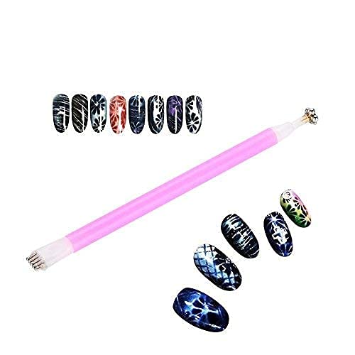 Cosluxe Double-headed Magnetic Nail Painting Pen, Dotting Pen for Cat Eye UV LED Gel Nail Art Polish, Professional Acrylic Manicure Tool