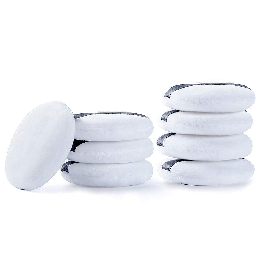 Cosluxe Pro Powder Puff, Ultra Soft Washable Velour Fluffy Body Powder Puffs with Ribbon, Pure Cotton Round Makeup Puff, for Loose Powder Mineral Powder Body Powder, White (pack of 3, big)