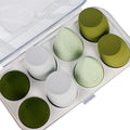 COSLUXE Makeup Sponge Set Beauty Blender with Egg Case, Soft Sponge For Liquid Foundation, Creams, and Powders?Latex Free Wet and Dry Makeup Green Series, 8 Pcs