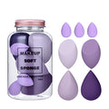 COSLUXE Makeup Sponge Set Beauty Blender with Egg Case, Soft Sponge For Liquid Foundation, Creams, and Powders?Latex Free Wet and Dry Makeup Purple Series, 4 Big + 3 Mini -7 Pcs set