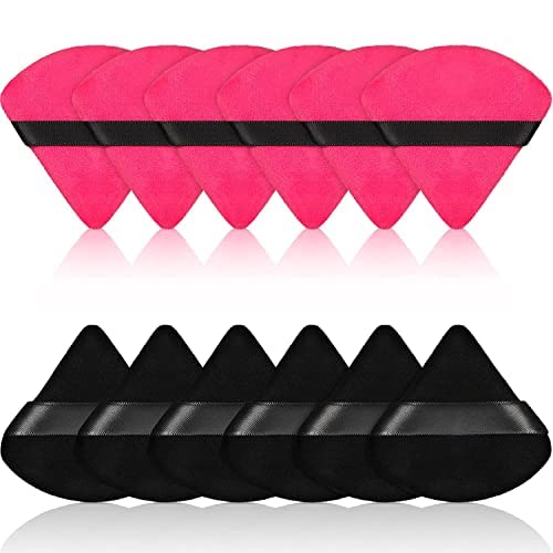 COSLUXE Pure Cotton Powder Puff, Triangle Wedge Shape for Contouring, Under Eyes and Corners, Makeup Tool PACK OF 6