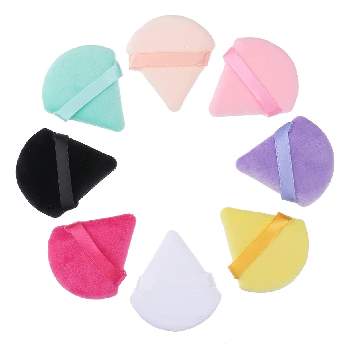 COSLUXE 6pcs Pure Cotton Powder Puff – Triangle Wedge Shape Makeup Puff for Contouring, Under Eyes & Corners, Loose & Mineral Powder Applicator, Multicolour Powder Puff for Girls & Women