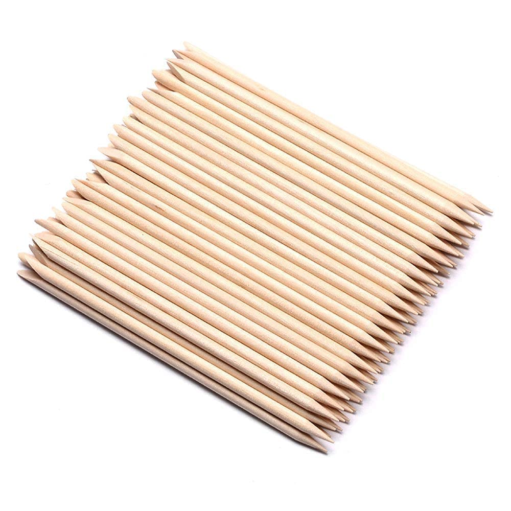 COSLUXE Orange Wood Nail Sticks Double Sided Multi Functional Cuticle Pusher Remover Manicure Pedicure Tool for Manicure Pedicure 100 PCS SET