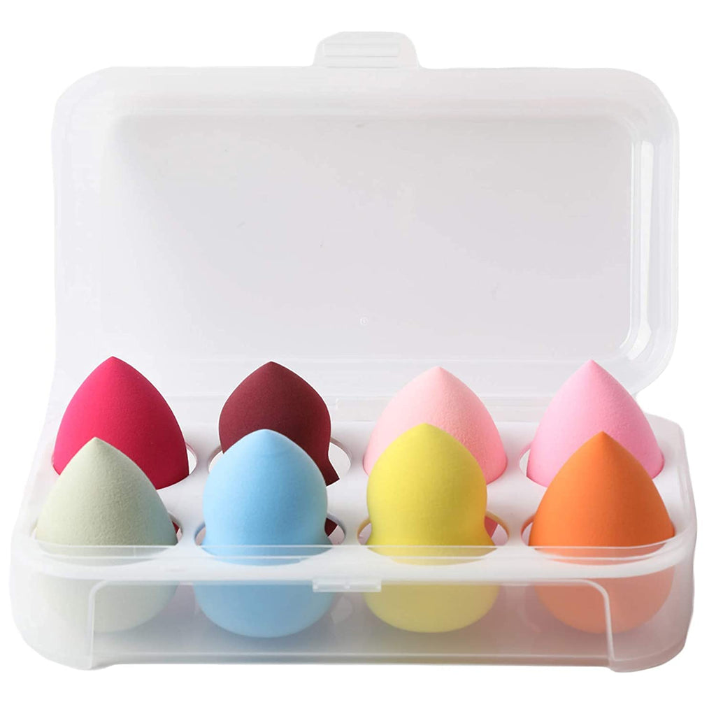 COSLUXE Makeup Sponge Set Beauty Blender with Egg Case, Soft Sponge For Liquid Foundation, Creams, and Powders, Latex Free Wet and Dry Makeup Multi-colored, 8 Pcs
