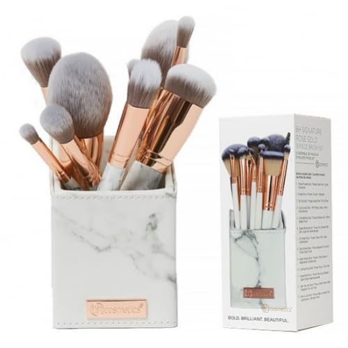 BH STUDIO PRO makeup brush set, BH Signature Rose Gold 13 Piece Brush Set with Holder (white)