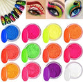 COSLUXE Neon Pigment Eyeshadow Powder & Nail Powder, Nail Pigments Dust Nail Glitter, Neon Pigment Eyeshadow Powder for Face Body Makeup,Nail Art Decoration (Fluorescence Powder, 12 - Pcs)