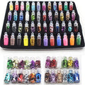 COSLUXE 3D Glitter Set of Nail Decoration,Nail Art Tool for Nail Decoration Multicolour - Set of 48 Bottles