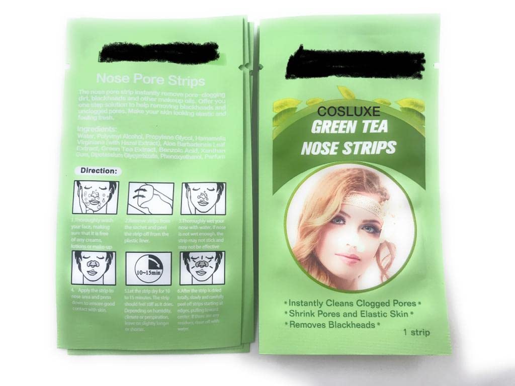 COSLUXE Nose Strips, Pore Strips for Blackheads, GREEN TEA Nose Blackhead Remover Deep Cleansing Noses Poree Striips for MEN & WOMEN 10 Strip in Pack of 1