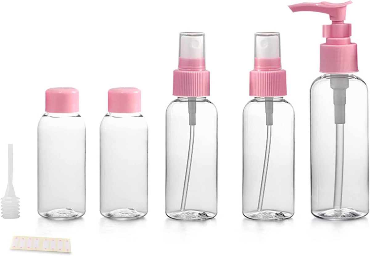 COSLUXE Travel Bottles Kit, Travel Cosmetics Bottles Set, Portable Multipurpose Cosmetics Toiletries Travels Refillable Bottle - for Storing Shampoo, Gel, Cream Jars, Lotion Dispenser 5 - Pcs Set