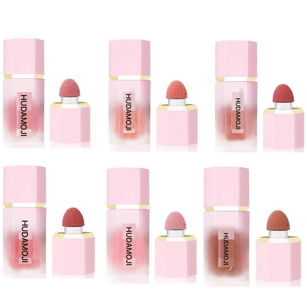 HUDAMOJI Soft Cream Blush Makeup, Liquid Blush for Face Cheeks, Weightless, Long-Wearing, Smudge Proof, Natural-Looking,Make Up Gift for Women Girls (Multicolord, 6- PCS SET)
