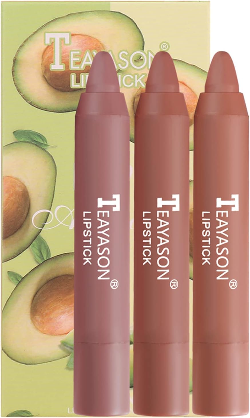My Colors 3 Colors Smooth Matte Crayon Lipstick Set, Long Lasting Matte Waterproof Not Fade Cream Lipstick Lip Makeup for Women (B - Avocado)