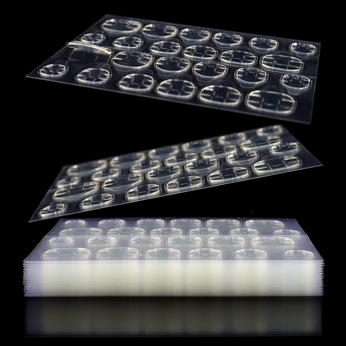 My Colors Double Side Glue Sticker | Press on Nail Sticky Tabs | Waterproof False Tips | Jelly Adhesive Tabs (3 - Sheets, 72 Pcs)