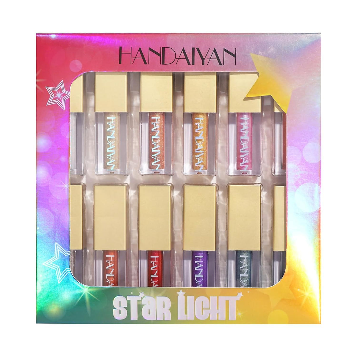 My Colors Liquid Glitter Eyeshadow Set, 12 Colors Metallic Glitter Shimmer Smokey Eye Looks Waterproof Long Lasting EyeShadow Makeup Kits