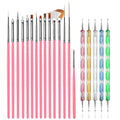 MY COLOR 20 pcs Nail Art Brushes, Nail Art Design Painting and Drawing UV Polish Brush Tool Kit, 15 pcs Nail Art Brushes Kit with 5 pcs Nail Dotting Pens, Multicolored