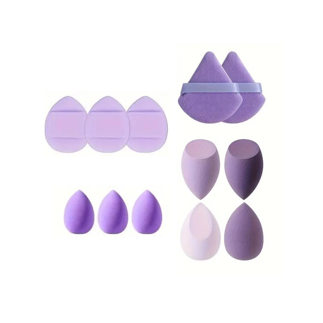 My Colors 12 Pcs Makeup Sponges Set With Storage Jar, 4 Beauty Blender Sponge, 3 Mini Makeup Sponge & 2 Triangle Puff Set, 3 Finger Puff Makeup Sponges for Foundation, Liquid, Cream, Powder, Multicolor Makeup Sponge Set for All types Of Skin